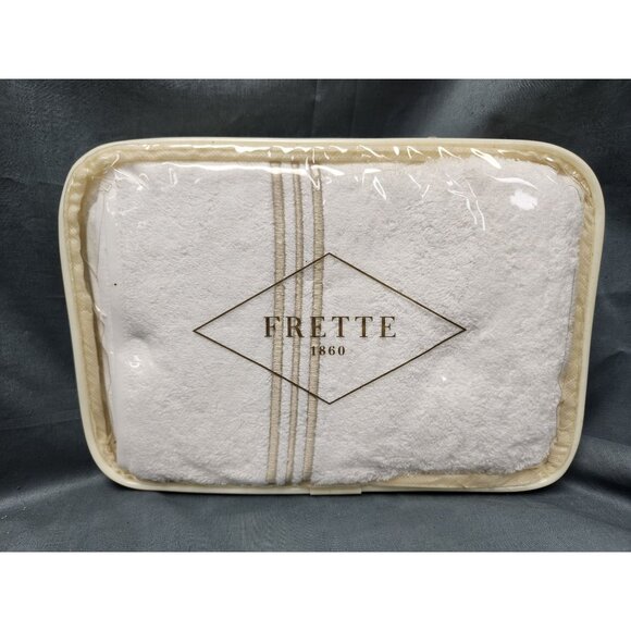 Frette Essential Triplo Bourdon Hand Towel 20 in x 30 in White Beige Cotton NEW! - Picture 1 of 5